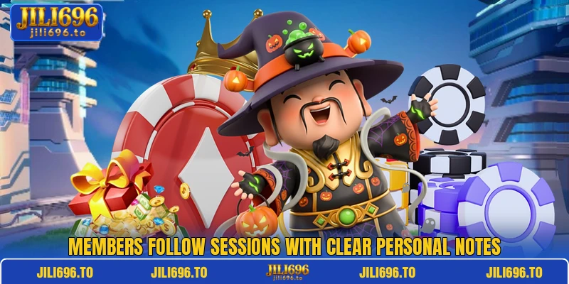 Members follow sessions with clear personal notes Members follow sessions with clear personal notes