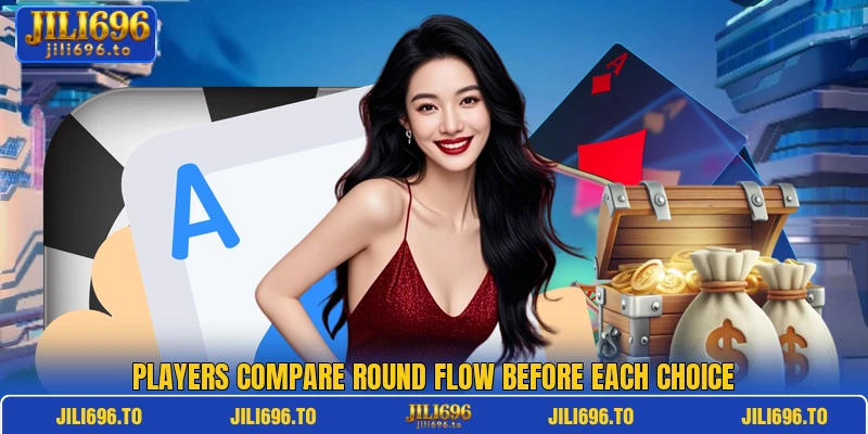 Players compare round flow before each choice