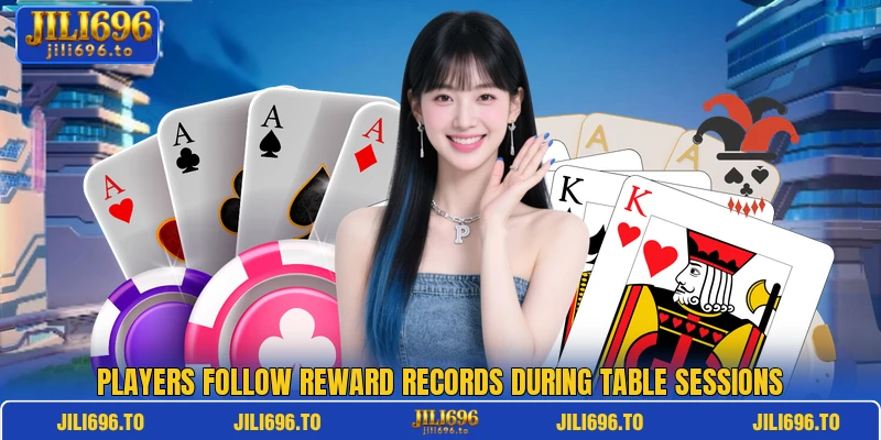 Players follow reward records during table sessions Players follow reward records during table sessions