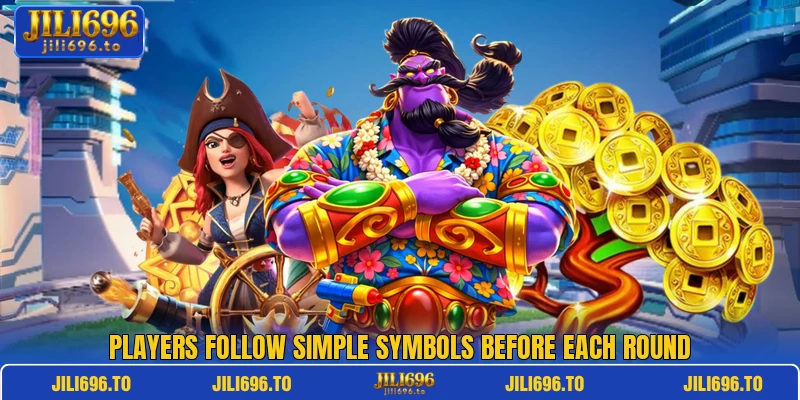 Players follow simple symbols before each round