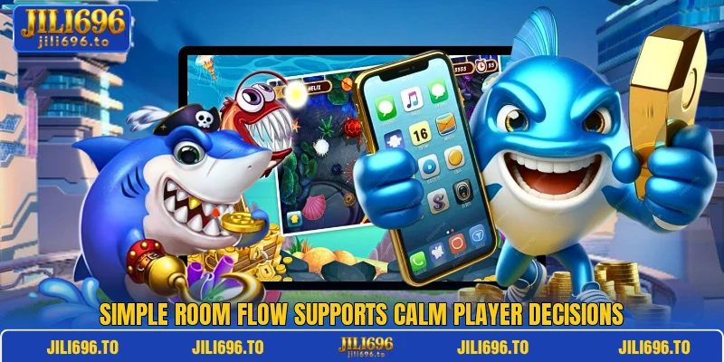Simple room flow supports calm player decisions